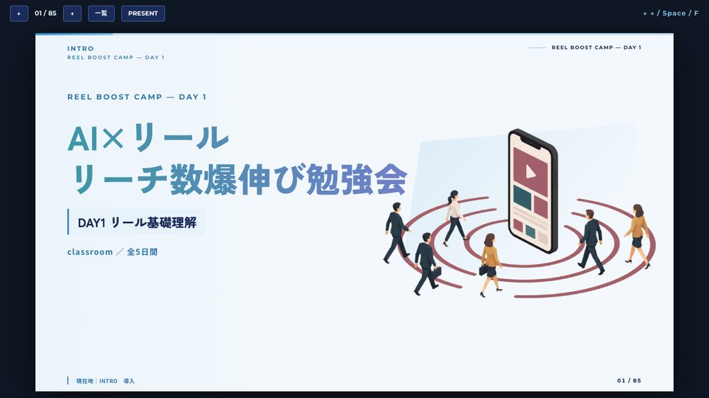 リールブースト勉強会 DAY1 資料の表紙